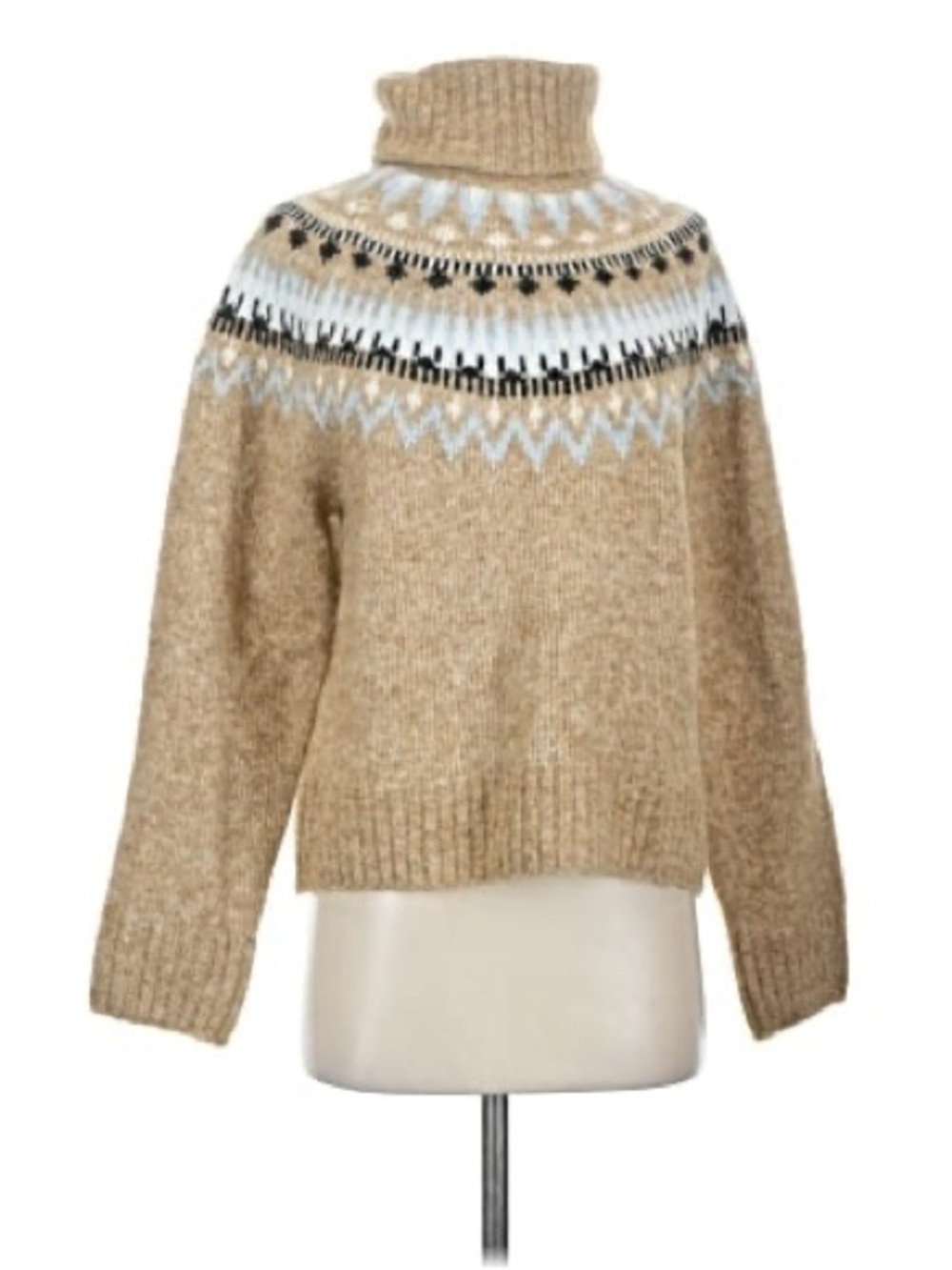 H&M Women’s Pullover Nordic Print Sweater Ski Winter Turtleneck Size Large